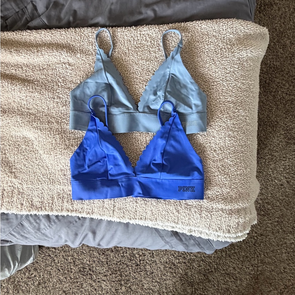 Victoria's Secret Blue and Light Blue Bralette Duo